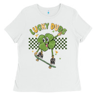 White lucky dude Ladies Tee - MaliasSmallBusiness