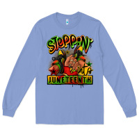 Colony Blue Steppin' into Juneteenth black girl sneakers Long Sleeve Tee - RanaPortraitStore