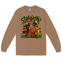 Toasted Coconut Steppin' into Juneteenth black girl sneakers Long Sleeve Tee - RanaPortraitStore