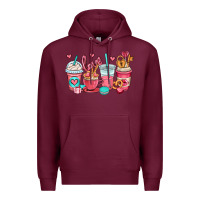 Burgundy valentines day coffee cups (1) Premium Hoodie - OliviaCreatesArt