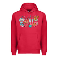 Cardinal valentines day coffee cups (1) Premium Hoodie - OliviaCreatesArt