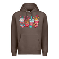 Coffee valentines day coffee cups (1) Premium Hoodie - OliviaCreatesArt