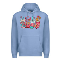 Colony Blue valentines day coffee cups (1) Premium Hoodie - OliviaCreatesArt