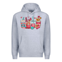 Heather Grey valentines day coffee cups (1) Premium Hoodie - OliviaCreatesArt