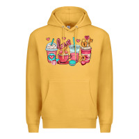 Mustard valentines day coffee cups (1) Premium Hoodie - OliviaCreatesArt
