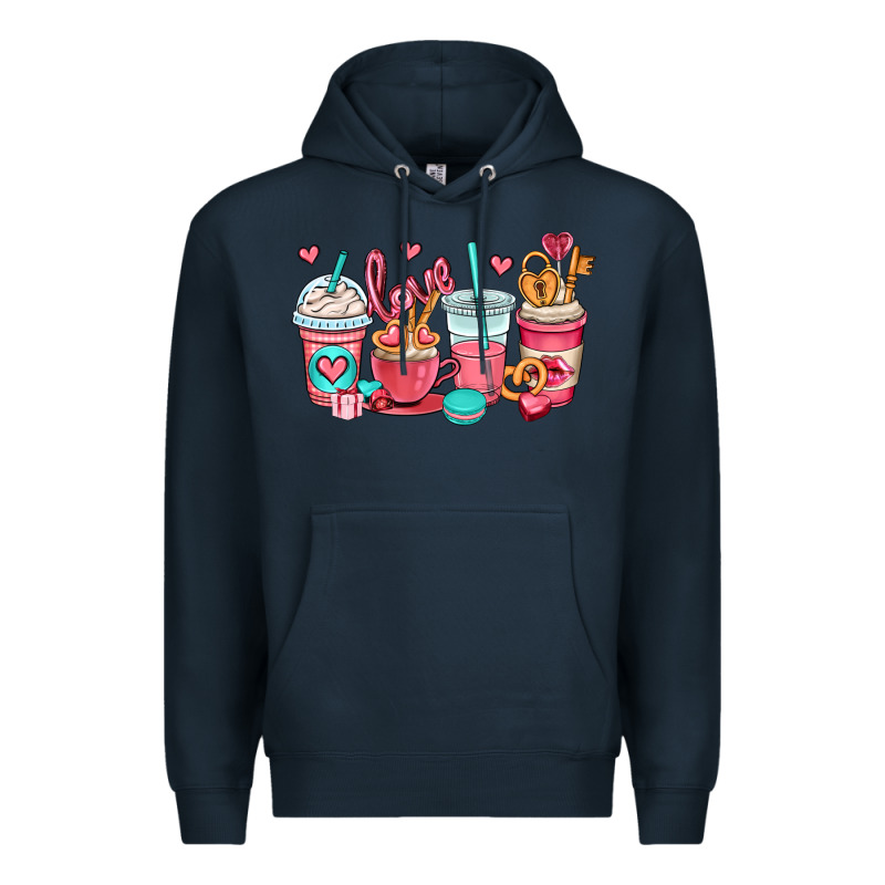Valentines Day Coffee Cups (1) Premium Hoodie by OliviaCreatesArt | Teevron