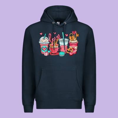 Valentines Day Coffee Cups (1) Premium Hoodie Designed By Oliviacreatesart