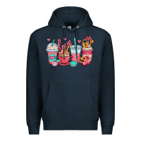 Navy valentines day coffee cups (1) Premium Hoodie - OliviaCreatesArt