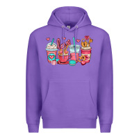Purple valentines day coffee cups (1) Premium Hoodie - OliviaCreatesArt