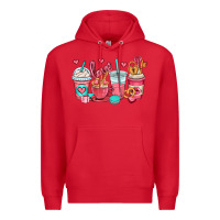 Red valentines day coffee cups (1) Premium Hoodie - OliviaCreatesArt