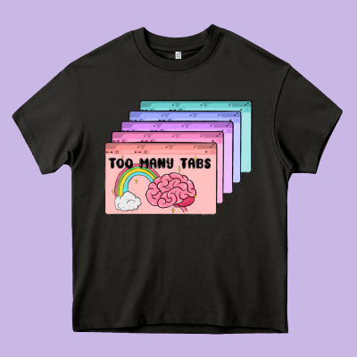 Too Many Tabs Heavy Core Tee Designed By Maliassmallbusiness