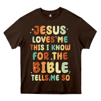 Chocolate Brown jesus loves me this i know for the bible tells me Heavy Core Tee - MaliasSmallBusiness