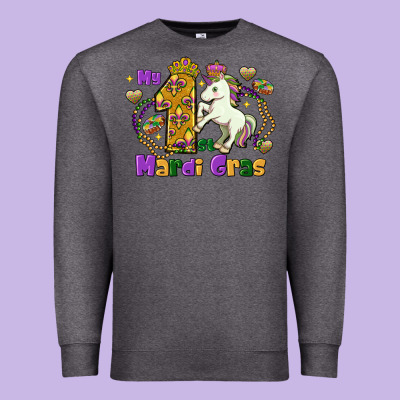 My First Mardi Gras Unicorn Premium Sweatshirt Designed By Fadigitalartstudio