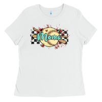 White softball mama Ladies Tee - MaliasSmallBusiness