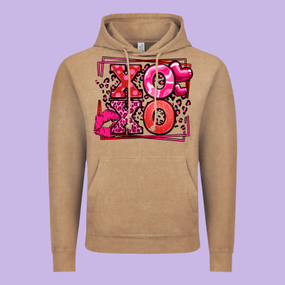 Xoxo Valentine's Day Leopard Frame Vintage Hoodie Designed By Lillyallendesigns
