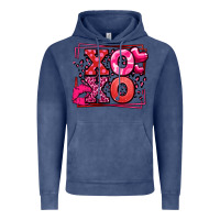 Vintage Denim Xoxo Valentine's Day leopard frame Vintage Hoodie - LillyAllenDesigns