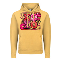 Vintage Mustard Xoxo Valentine's Day leopard frame Vintage Hoodie - LillyAllenDesigns