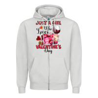 Dove Grey just a girl who loves valentine's day Zipper Hoodie - OliviaCreatesArt
