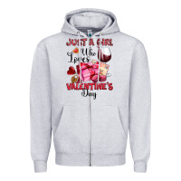 Heather Grey just a girl who loves valentine's day Zipper Hoodie - OliviaCreatesArt