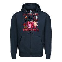 Navy just a girl who loves valentine's day Zipper Hoodie - OliviaCreatesArt