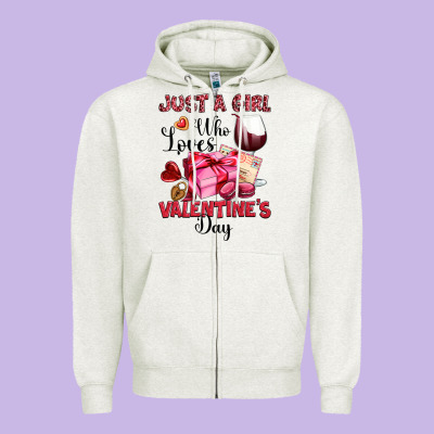 Just A Girl Who Loves Valentine's Day Zipper Hoodie Designed By Oliviacreatesart