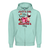 Seafoam just a girl who loves valentine's day Zipper Hoodie - OliviaCreatesArt
