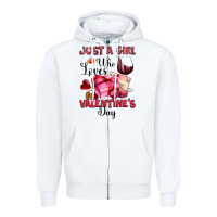 White just a girl who loves valentine's day Zipper Hoodie - OliviaCreatesArt