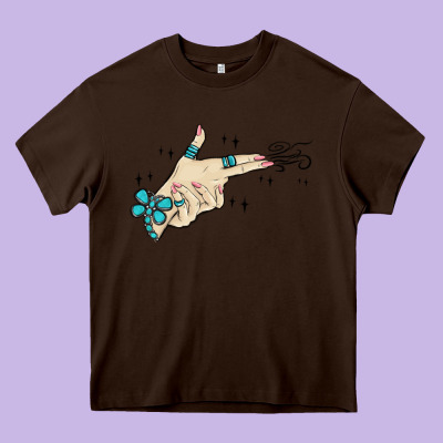 Western Turquoise Gun Hand Heavy Core Tee Designed By Maliassmallbusiness