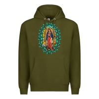Army Green Our Lady Of Guadalupe Gemstone Sunflowers Premium Hoodie - FaDigitalArtStudio