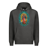 Charcoal Heather Our Lady Of Guadalupe Gemstone Sunflowers Premium Hoodie - FaDigitalArtStudio