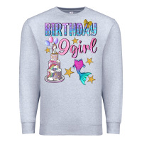 Heather Grey Birthday Girl 9 Premium Sweatshirt - BundleAndBundleShop
