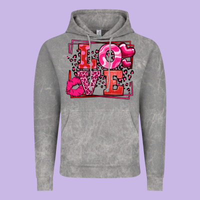 Love Valentine's Day Leopard Frame Vintage Hoodie Designed By Lillyallendesigns