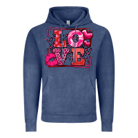 Vintage Denim Love Valentine's Day leopard frame Vintage Hoodie - LillyAllenDesigns