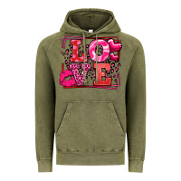 Vintage Olive Love Valentine's Day leopard frame Vintage Hoodie - LillyAllenDesigns