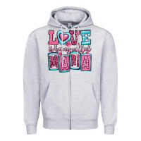 Heather Grey love is being called mama Zipper Hoodie - OliviaCreatesArt