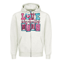 Oatmeal Heather love is being called mama Zipper Hoodie - OliviaCreatesArt