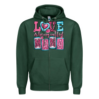 Sports Green love is being called mama Zipper Hoodie - OliviaCreatesArt