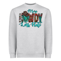Heather Grey Western More Howdy Less Hate Cowboy Hat Gemstone Heavyweight Sweatshirt - HowdyJamesFarm