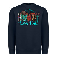 Navy Western More Howdy Less Hate Cowboy Hat Gemstone Heavyweight Sweatshirt - HowdyJamesFarm