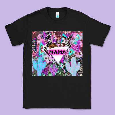 Mama Cowboy Western Animal Pattern Neon Classic Tee Designed By Lillyallendesigns
