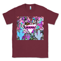 Burgundy mama cowboy western animal pattern neon Classic Tee - LillyAllenDesigns