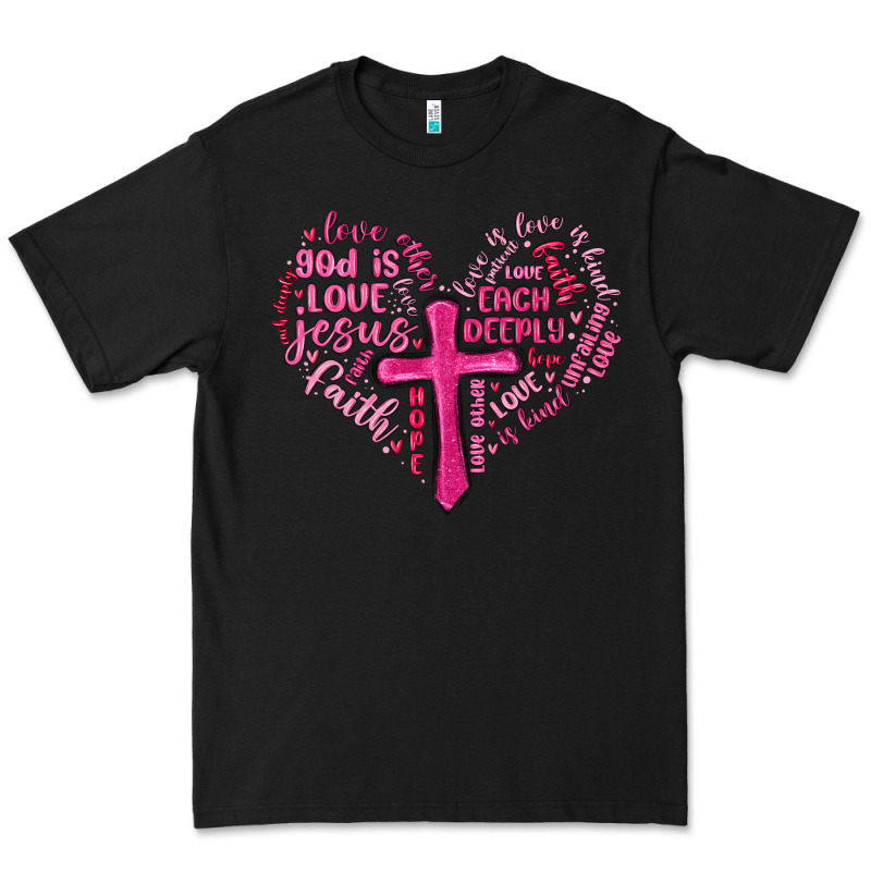 Jesus Is Love Heart Cross Valentines Day Premium Tee by MaliasSmallBusiness | Teevron