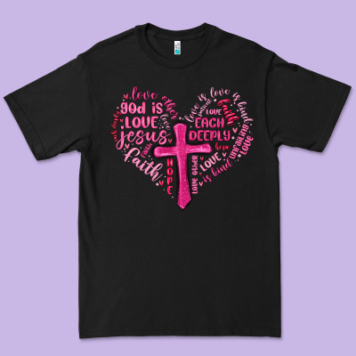 Jesus Is Love Heart Cross Valentines Day Premium Tee Designed By Maliassmallbusiness