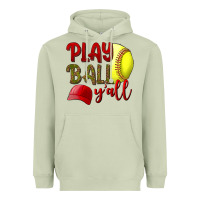 Matcha Play Ball Y'all Softball Heavyweight Hoodie - BundleAndBundleShop
