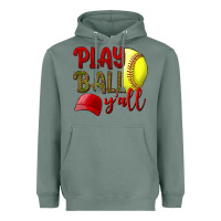 Sage Play Ball Y'all Softball Heavyweight Hoodie - BundleAndBundleShop