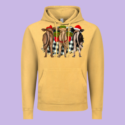 Christmas Heifers Back View Vintage Hoodie Designed By Ranaportraitstore