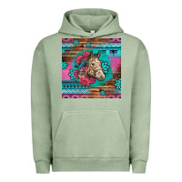 Pigment Oil Green floral horse Urban Hoodie - LillyAllenDesigns