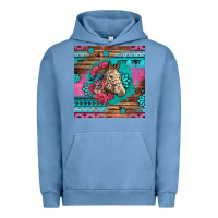 Pigment Pebble Blue floral horse Urban Hoodie - LillyAllenDesigns
