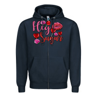 Navy hey sugar with lips and candies olivia Zipper Hoodie - OliviaCreatesArt