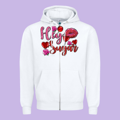 Hey Sugar With Lips And Candies Olivia Zipper Hoodie Designed By Oliviacreatesart